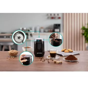 Kafijas dzirnaviņas Gorenje SMK150SB — 150 W, 45 g, nerūsējošā tērauda asmeņi, melna