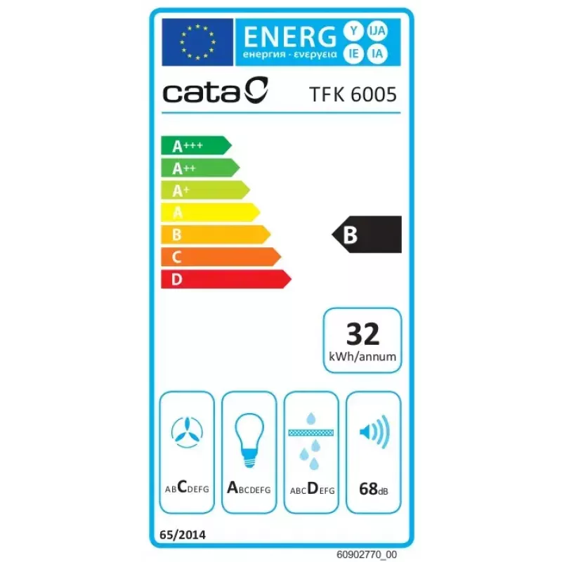 Iebūvējama teleskopiskā tvaika nosūcēja CATA TFK 6005 X, nerūsējošais tērauds, 60 cm, 390 m³/h, mehāniska, energoklase B, CSLED