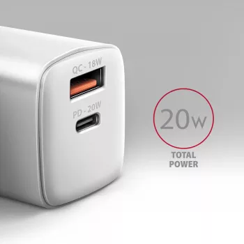 Lādētājs mobilajām ierīcēm Axagon ACU-PQ20W Universāls Balts