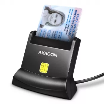 Axagon CRE-SM4N galda kontaktu viedkaršu/ID karšu lasītājs ar garu USB-A kabeli, piemērots eObanka lietotnei