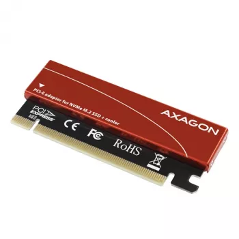 Axagon PCEM2-S PCIe x16 - M.2 NVMe M-atslēgas slot adapteris ar pasīvu alumīnija radiatoru