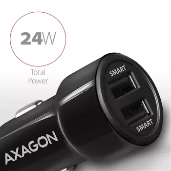 Axagon PWC-5V5 SMART Auto lādētājs 24W, 2x USB-A ports, 5V/2.4A + 5V/2.4A