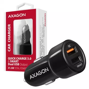 Axagon PWC-QC5 autolādētājs ar Quick Charge 3.0 un SMART portiem, 31.5W