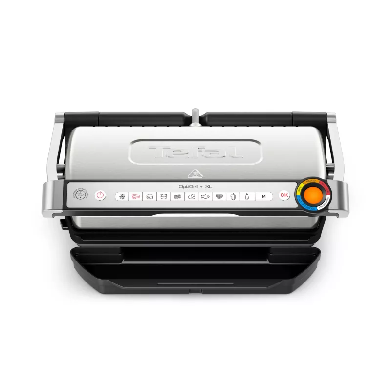 Kontaktgrils Tefal OptiGrill + XL GC728D10, 2000 W, 800 cm² nelipīgas plāksnes, 9 programmas, 400×200 mm cepšanas virsma