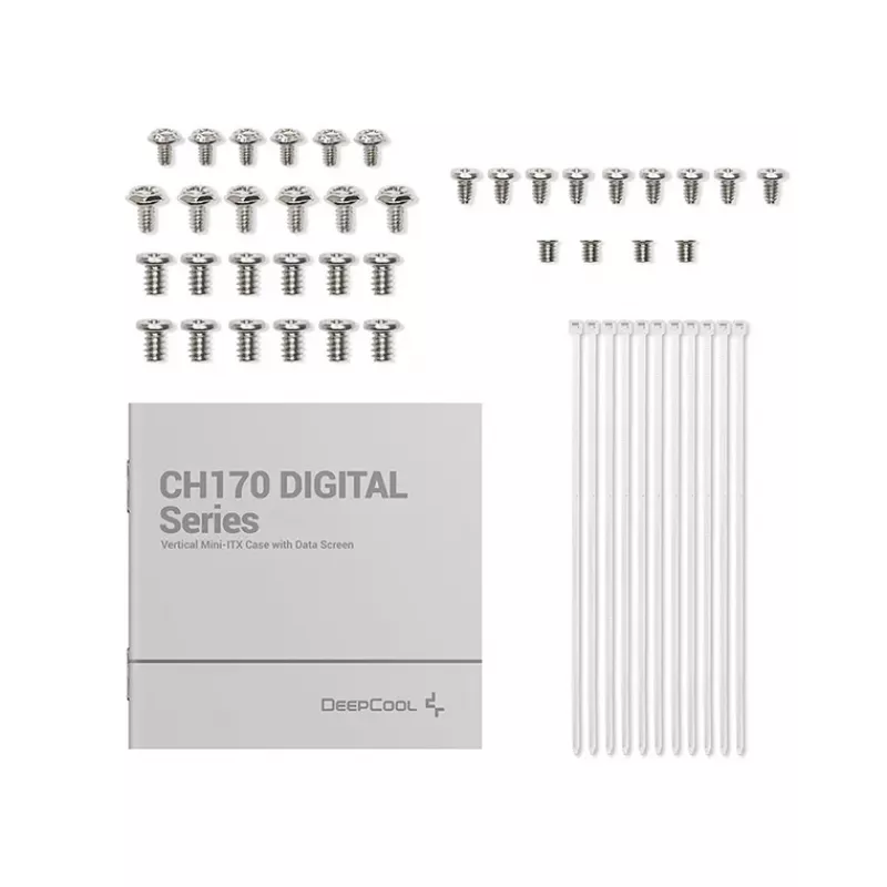 DeepCool CH170 Digital R-CH170-WHNPI0D-G-1 Mini-ITX Mini Tower datora korpuss, bez barošanas avota, 2x USB 3.0, USB-C, balts