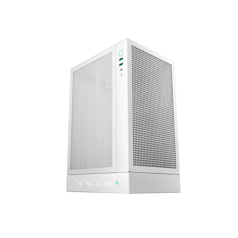 DeepCool CH170 Digital R-CH170-WHNPI0D-G-1 Mini-ITX Mini Tower datora korpuss, bez barošanas avota, 2x USB 3.0, USB-C, balts