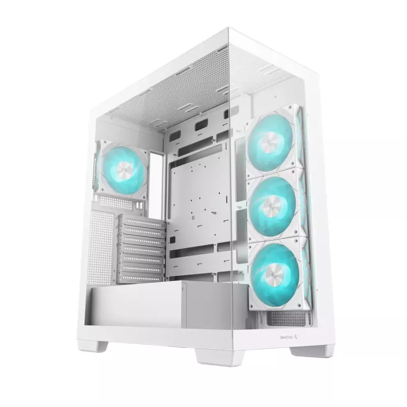 PC korpuss DeepCool CG580 4F WH Midi Tower ATX/Micro ATX/ITX, rūdīts stikls, 3×120mm + aizmugurē 120mm ventilatori, balts