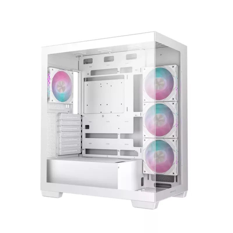PC korpuss DeepCool CG580 4F WH Midi Tower ATX/Micro ATX/ITX, rūdīts stikls, 3×120mm + aizmugurē 120mm ventilatori, balts