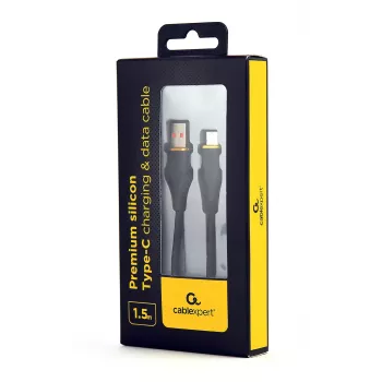 GEMBIRD Premium Silicon Type-C USB uzlādes un datu kabelis, 1,5m - Melns