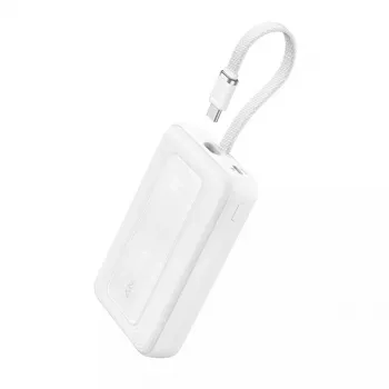 Powerbank Anker Zolo 10000mAh, 30W Super Fast Charging, USB-C integrēts kabelis, balts