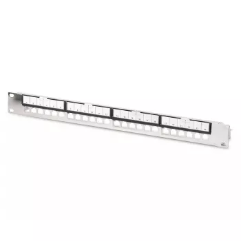DIGITUS Modular Galvanized Patch Panel - ekranēts 24-portu tukšs 1U statīva montāžai melns RAL 9005