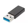 DIGITUS USB Type-C adapter, Type A uz C, M/F, 3A, 5 Gb/s, USB 3.0, melns