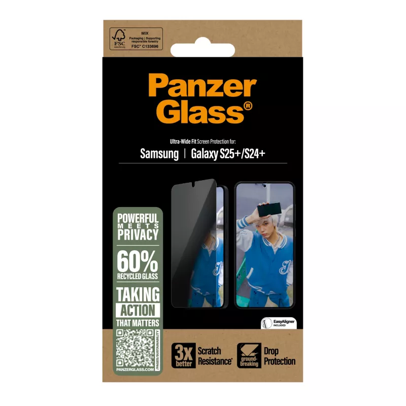 PanzerGlass® Privātuma ekrāna aizsargs Samsung Galaxy S25+ | S24+ | Ultra-Wide Fit