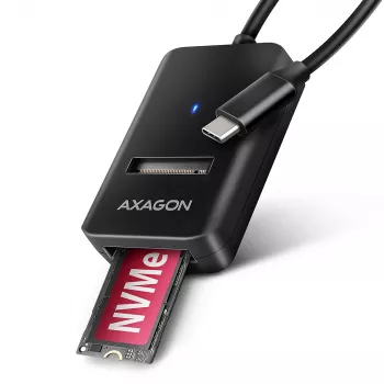 Axagon ADM2-CM USB-C adapter M.2 NVMe SATA 10Gbps Melns