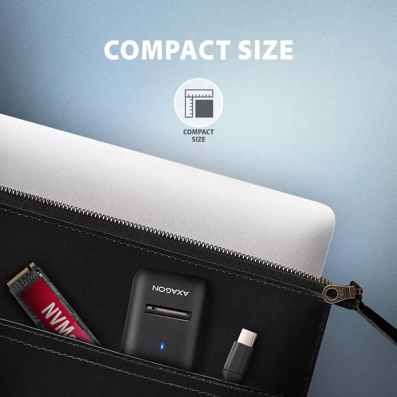 Axagon ADM2-CM USB-C adapter M.2 NVMe SATA 10Gbps Melns