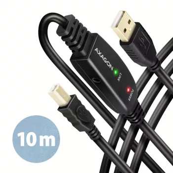 Axagon ADR-210B aktīvais USB 2.0 A-M → B-M pagarinātāja/atkārtotāja kabelis 10 m