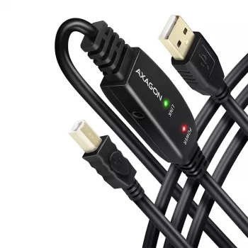Axagon ADR-210B aktīvais USB 2.0 A-M → B-M pagarinātāja/atkārtotāja kabelis 10 m