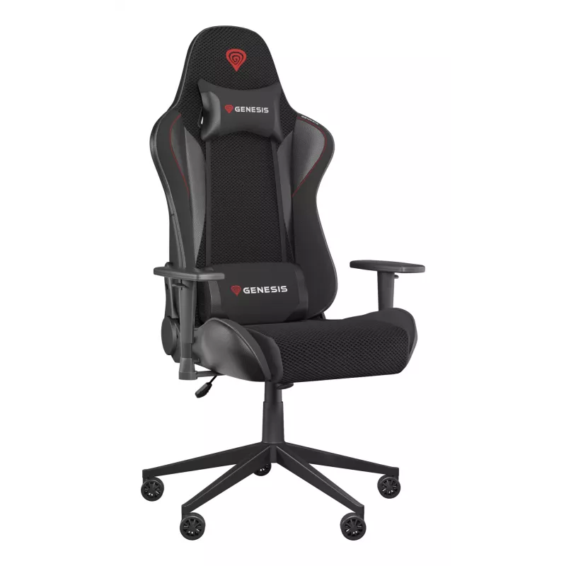 Spēļu krēsls GENESIS Nitro 440 G2, polsterēts sēdeklis, audums/mākslīgā āda, pelēks/melns, max 120 kg, regulējama atzveltne un 1D roku balsti