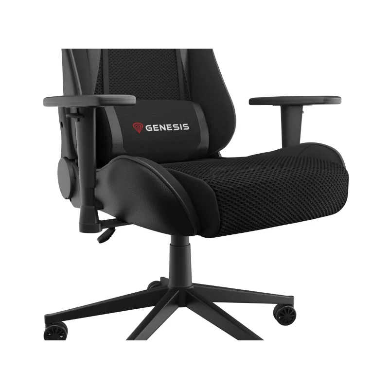 Spēļu krēsls GENESIS Nitro 440 G2, polsterēts sēdeklis, audums/mākslīgā āda, pelēks/melns, max 120 kg, regulējama atzveltne un 1D roku balsti