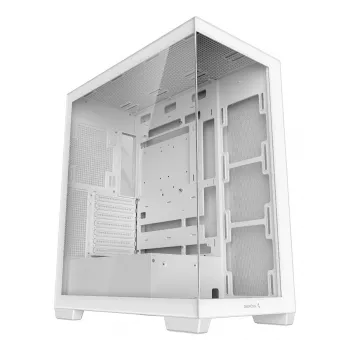 Korpuss DeepCool CG580 WH Balts — ATX/mATX/ITX, rūdīts stikls, atbalsta 120/140 mm ventilatorus, 3.5 collu×2, 2.5 collu×3, USB 3.2 Gen1