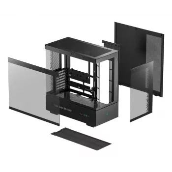 PC korpuss DeepCool CH690 DIGITAL Tower Black — ATX/Micro-ATX/Mini-ITX, LCD displejs, 3x2.5 collu + 1x3.5 collu sloti, līdz 450 mm GPU, 182 mm CPU dzesētājs