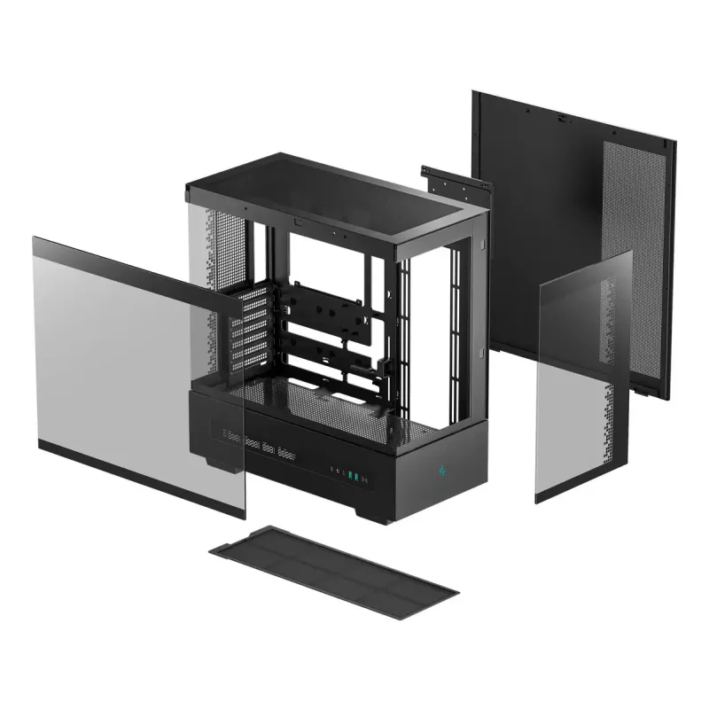 DeepCool CH690 Digital R-CH690-BKNNA0D-G-1 Mid Tower datora korpuss, ATX/micro-ATX/Mini-ITX, 2x rūdīts stikls, 1x 3,5 collu + 3x 2,5 collu vietas diskiem, 8 paplašināšanas sloti, bez barošanas bloka, melns