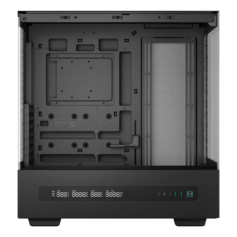 DeepCool CH690 Digital R-CH690-BKNNA0D-G-1 Mid Tower datora korpuss, ATX/micro-ATX/Mini-ITX, 2x rūdīts stikls, 1x 3,5 collu + 3x 2,5 collu vietas diskiem, 8 paplašināšanas sloti, bez barošanas bloka, melns