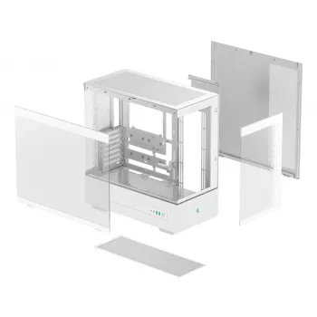Korpuss DeepCool CH690 Tower White — ATX/microATX, LCD displejs, 3x2.5 collu sloti, 1x3.5 collu, GPU līdz 450 mm, CPU dzesētāja augstums 182 mm