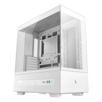Korpuss DeepCool CH690 Tower White — ATX/microATX, LCD displejs, 3x2.5 collu sloti, 1x3.5 collu, GPU līdz 450 mm, CPU dzesētāja augstums 182 mm