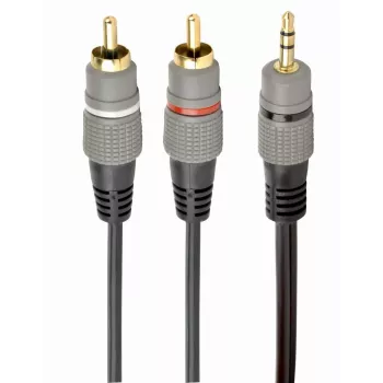 GEMBIRD 3.5mm stereo uz 2xRCA spraudņiem 1.5m kabelis - zeltīti savienotāji