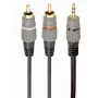 GEMBIRD 3.5mm stereo uz 2xRCA spraudņiem 1.5m kabelis - zeltīti savienotāji