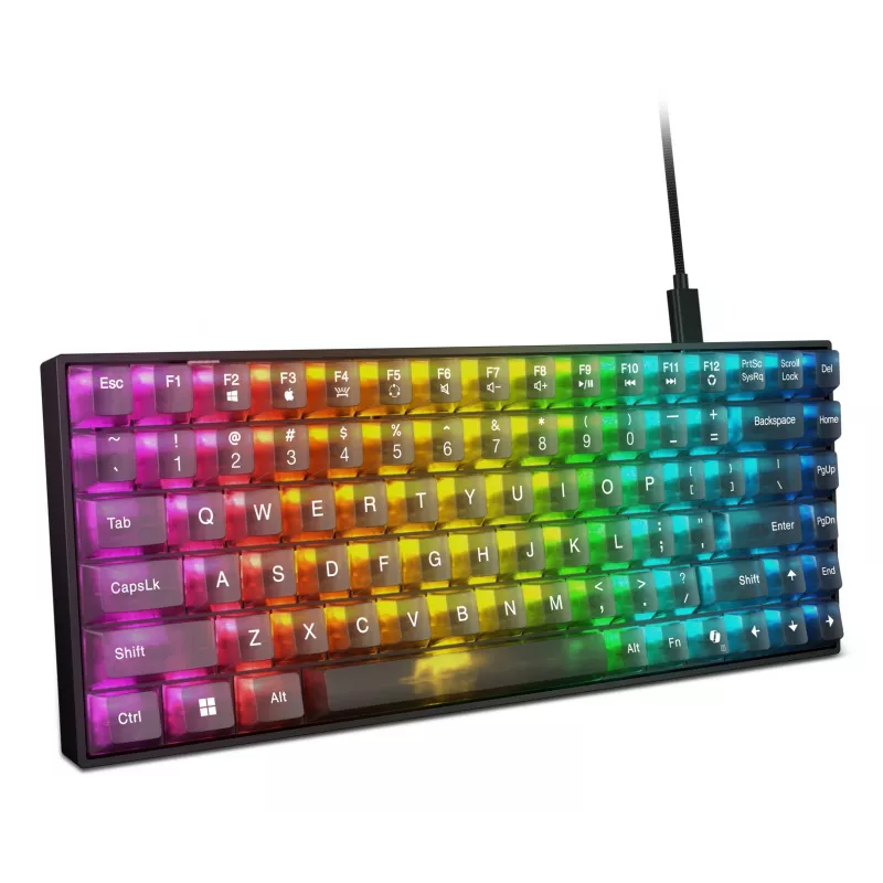 Mehāniskā spēļu tastatūra Lenovo Legion K510 Mini Pro 75% US English, 84 taustiņi, RGB, USB, 1,8 m kabelis, Melna/Caurspīdīga