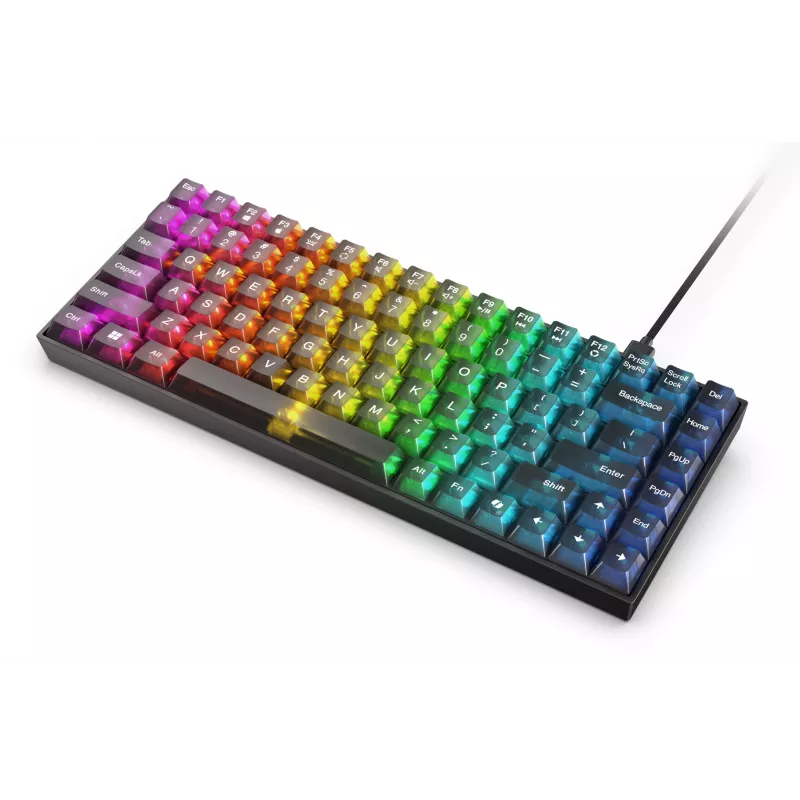 Mehāniskā spēļu tastatūra Lenovo Legion K510 Mini Pro 75% US English, 84 taustiņi, RGB, USB, 1,8 m kabelis, Melna/Caurspīdīga