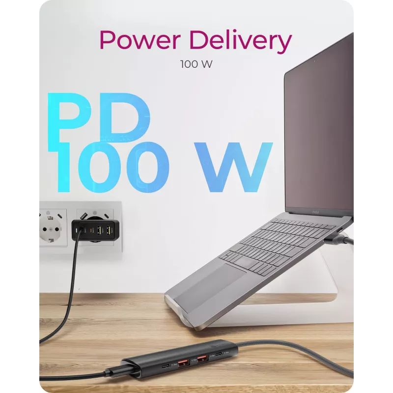 ICY BOX IB-HUB1437-CPD Vadu USB 3.2 Gen 2 (3.1 Gen 2) Type-C centrmezgls, melns