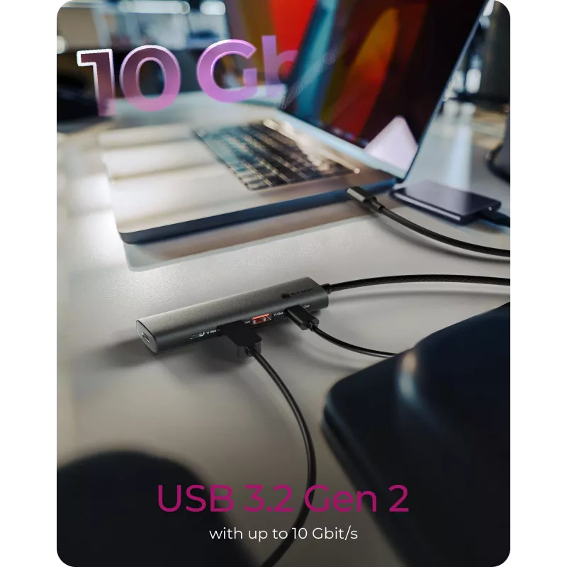 ICY BOX IB-HUB1437-CPD Vadu USB 3.2 Gen 2 (3.1 Gen 2) Type-C centrmezgls, melns