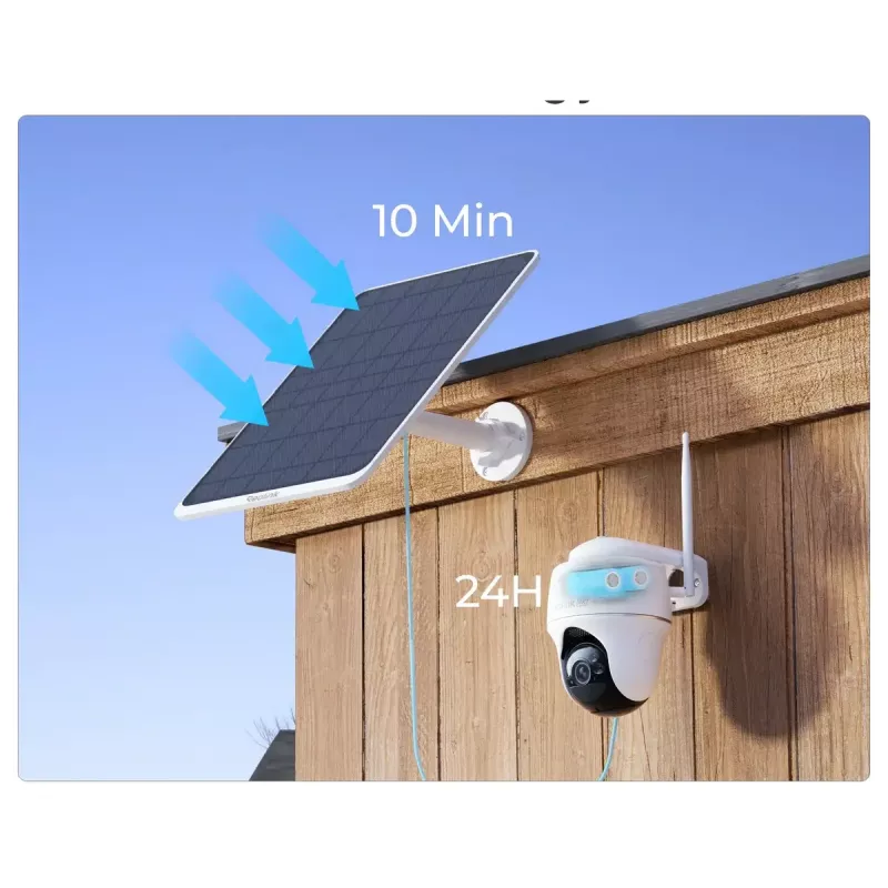 Saules panelis Reolink SP3-W 12W 6V USB-C IP65 āra, 360° horizontāli, 90° vertikāli, 4 m kabelis, tehnopolimērs, balts