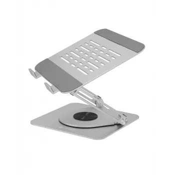 Pamatne klēpjdatoram RAIDSONIC IB-NH300-R, alumīnijs, sudrabs, 17 collām (43,2 cm), 360° rotācija, 280×230×550 mm