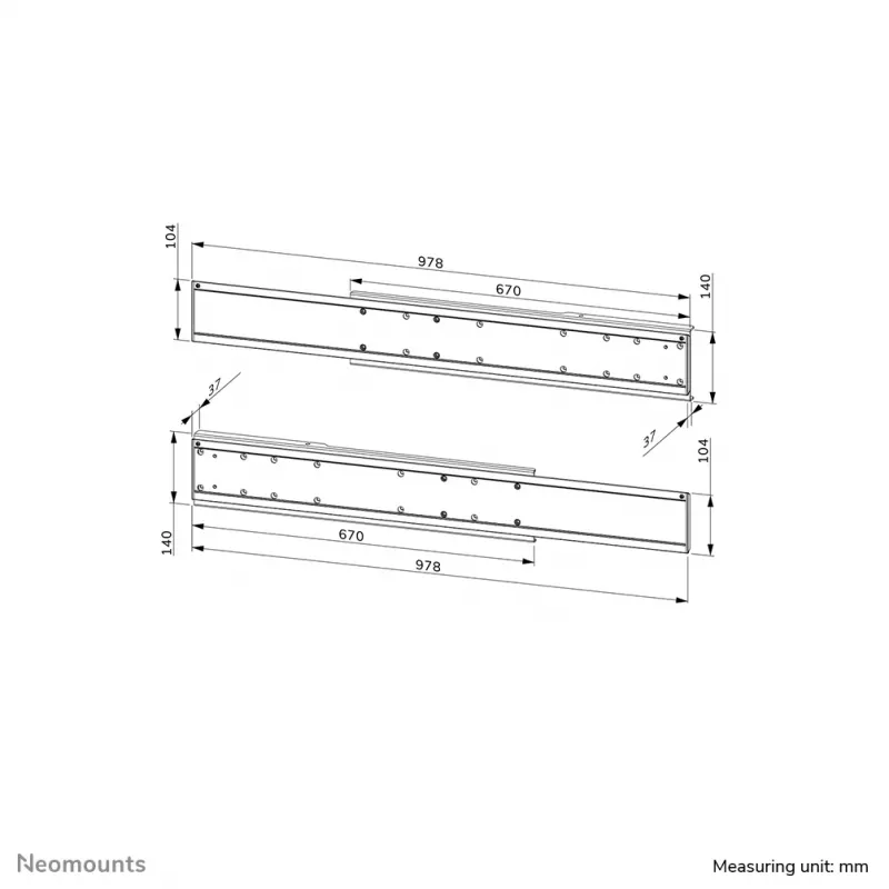 Neomounts ADM-875WH2 Divu ekrānu adapteris 42-65 collām