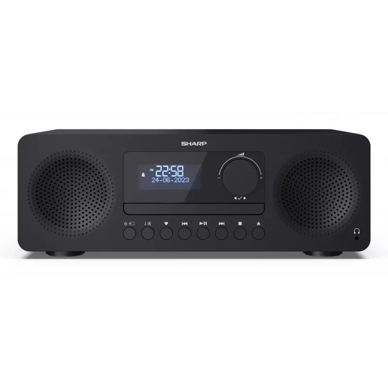 Mājas audio mikro sistēma Sharp XL-B720D 30 W, 2-virzienu skaļruņi, DAB/DAB+/FM, optiskais disku atskaņotājs, melna
