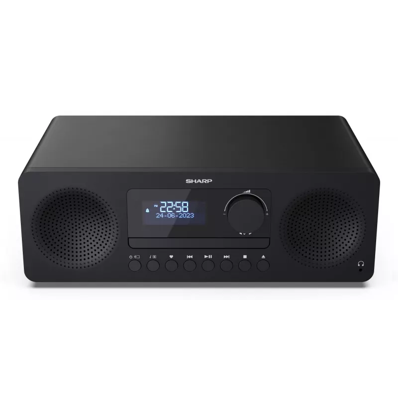 Mājas audio mikro sistēma Sharp XL-B720D 30 W, 2-virzienu skaļruņi, DAB/DAB+/FM, optiskais disku atskaņotājs, melna