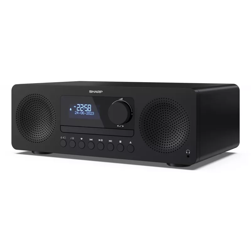 Mājas audio mikro sistēma Sharp XL-B720D 30 W, 2-virzienu skaļruņi, DAB/DAB+/FM, optiskais disku atskaņotājs, melna