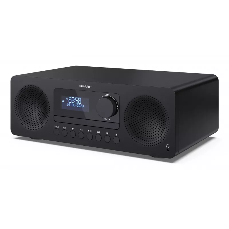 Mājas audio mikro sistēma Sharp XL-B720D 30 W, 2-virzienu skaļruņi, DAB/DAB+/FM, optiskais disku atskaņotājs, melna