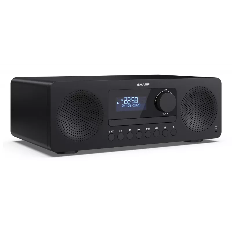 Mājas audio mikro sistēma Sharp XL-B720D 30 W, 2-virzienu skaļruņi, DAB/DAB+/FM, optiskais disku atskaņotājs, melna