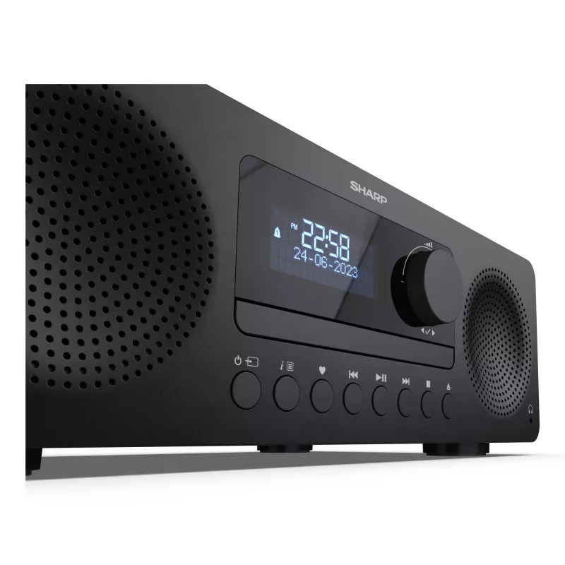 Mājas audio mikro sistēma Sharp XL-B720D 30 W, 2-virzienu skaļruņi, DAB/DAB+/FM, optiskais disku atskaņotājs, melna