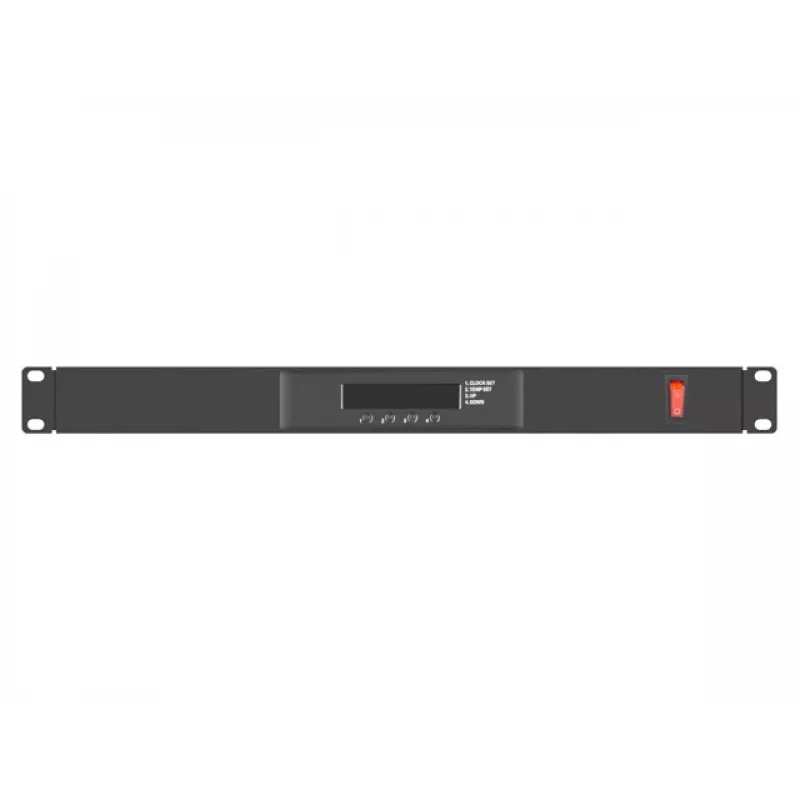Ventilācijas panelis LANBERG AK-1503-B — 1U, 4 ventilatori, iebūvēts ventilators, ieslēgšanas/izslēgšanas slēdzis, 230 V, 76 W, 483×322×44.5 mm