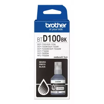 Brother BTD100BK oriģinālā melnā tintes kasetne — 108 ml, 7500 lpp., 56×123×55.5 mm