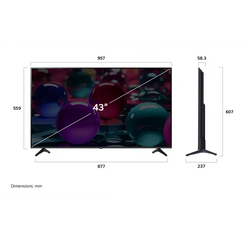 LG UHD AI 43UA73003LA televizors 109.2 cm (43 inch) 4K Ultra HD Smart TV Wi-Fi Melns