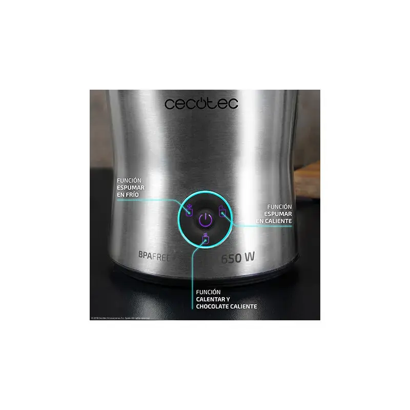 CECOTEC 01518 Automātiskais piena putotājs/sildītājs, 650 W, nerūsējošā tērauda trauks, sudraba krāsa