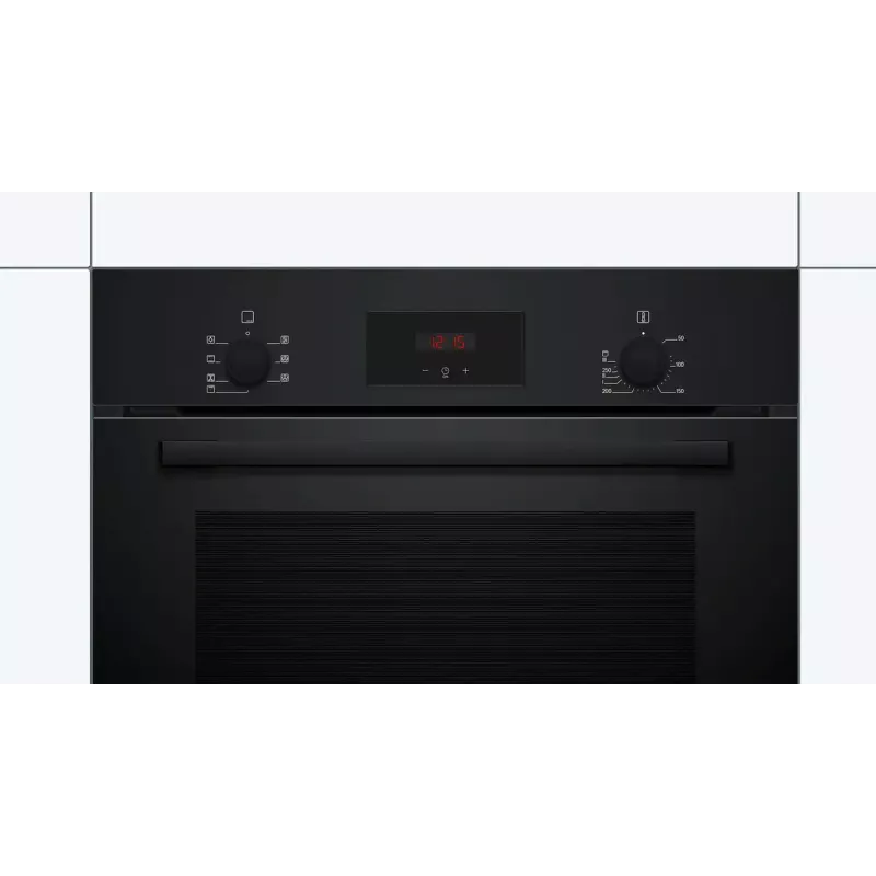 Iebūvējamā elektriskā cepeškrāsns Bosch HBF133BA1 — 66 L, A energoklase, konvekcija, grils, skārienvadība un rotācijas pogas, melna