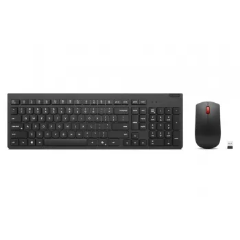 Bezvadu tastatūras un peles komplekts Lenovo Essential 2.4 GHz — pilnizmēra krievu/kirilicas tastatūra, optiskā abpusējā pele